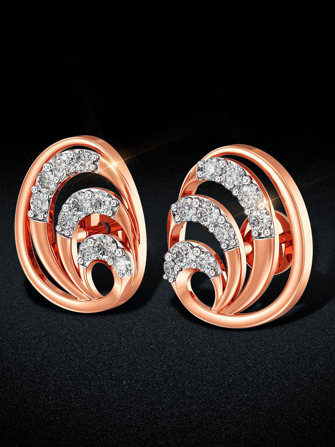 Joyalukkas Twisty Oval Diamond Earrings