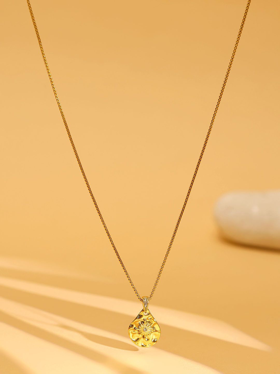 Ruby Raang Gold Plated Ruby Pendant With Chain