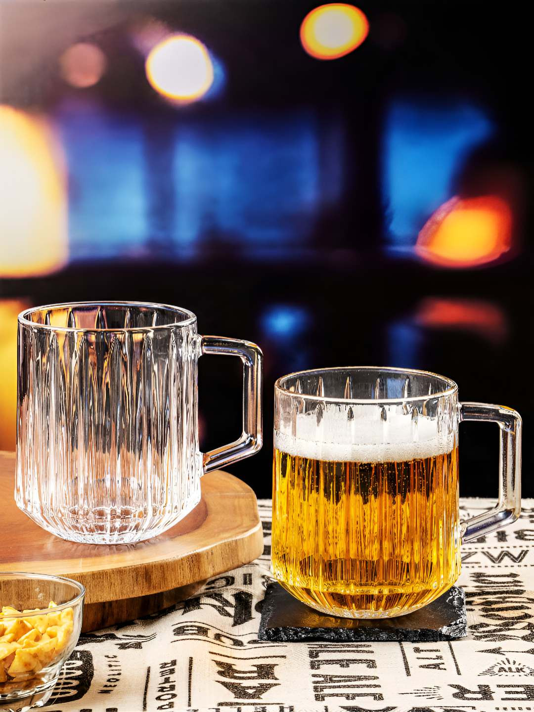 Roxx Transparent 2 Pieces Dishwasher & Microwave Safe Beer Glass