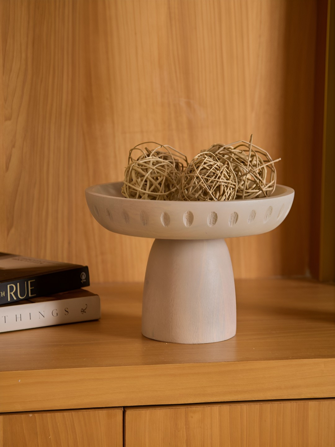 Amaara Home Wood Textured Easy to Clean Serving Bowl