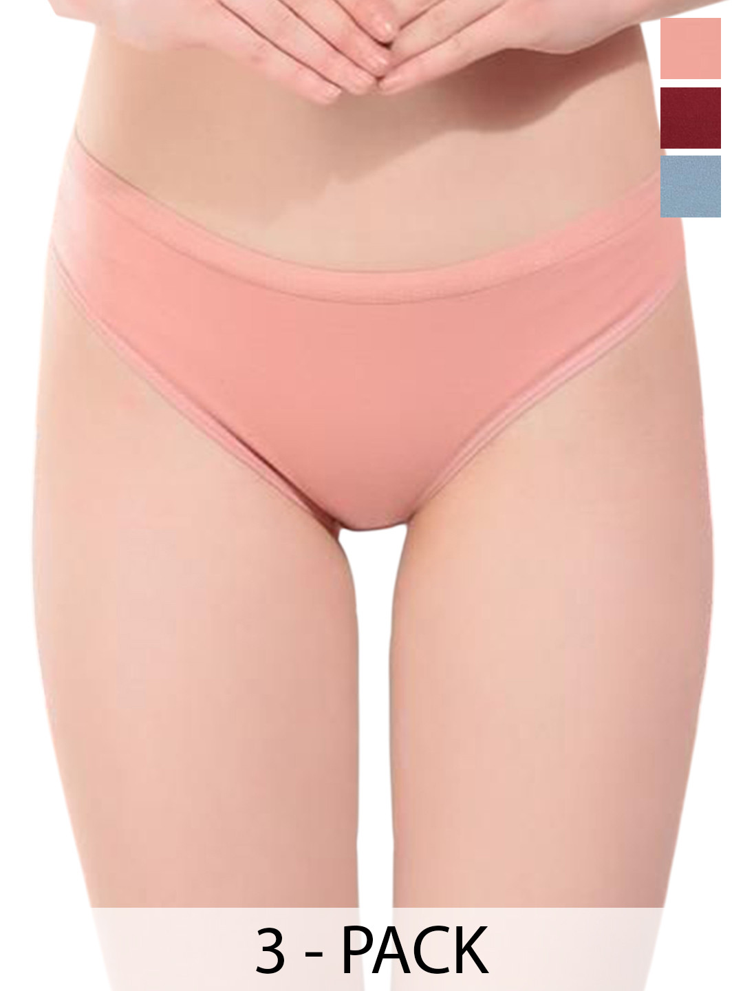 Moda Rapido Pack Of 3 Hipster Briefs MDRP-UG-KAMI-icebl-Mrn-Pch-P3-S