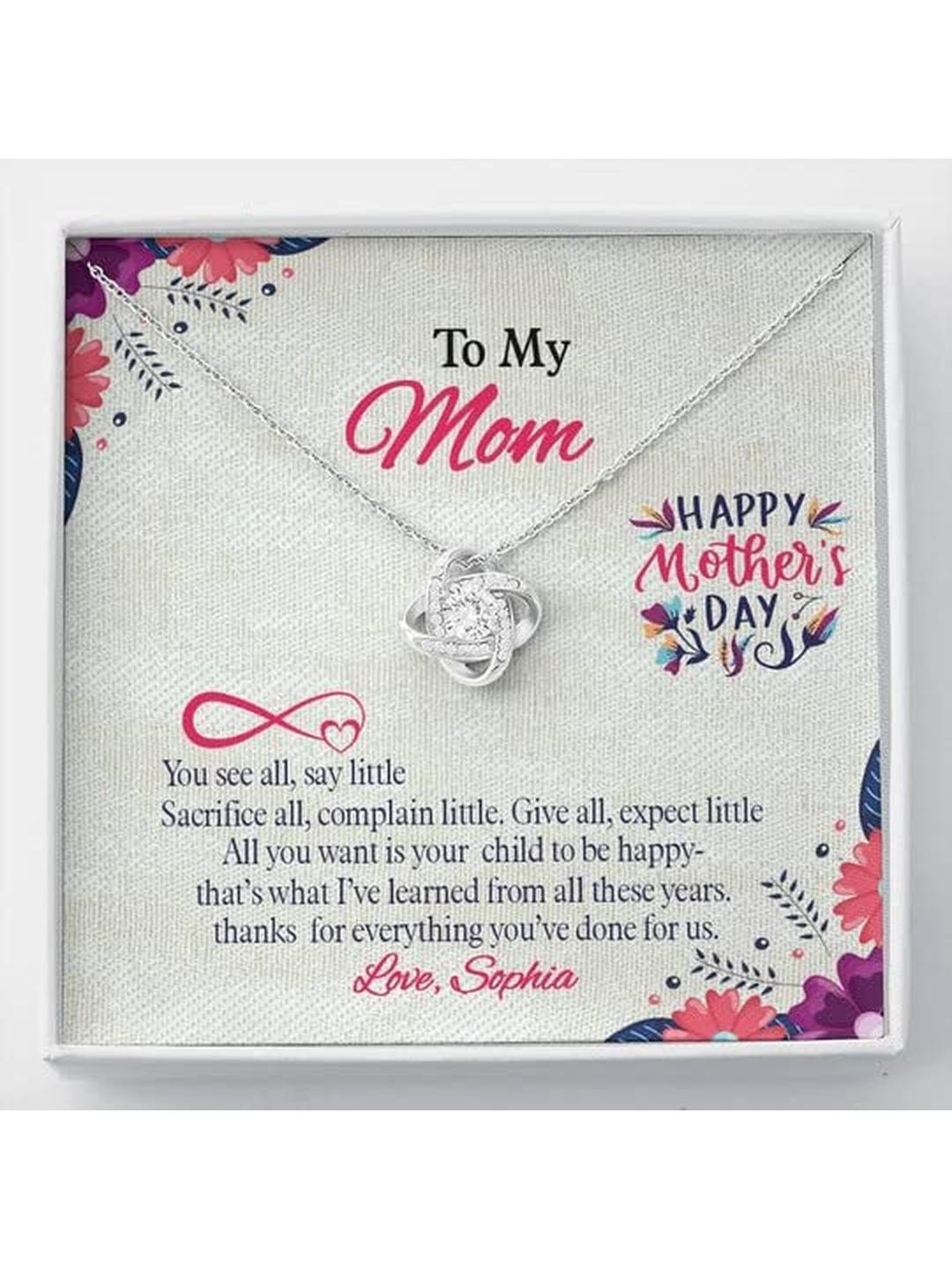 Sterling Silver Gift MOM NECKLACE, THANKS FOR EVERYTHING YOU VE DONE FOR US, GIFT FOR MOM NECKLACE