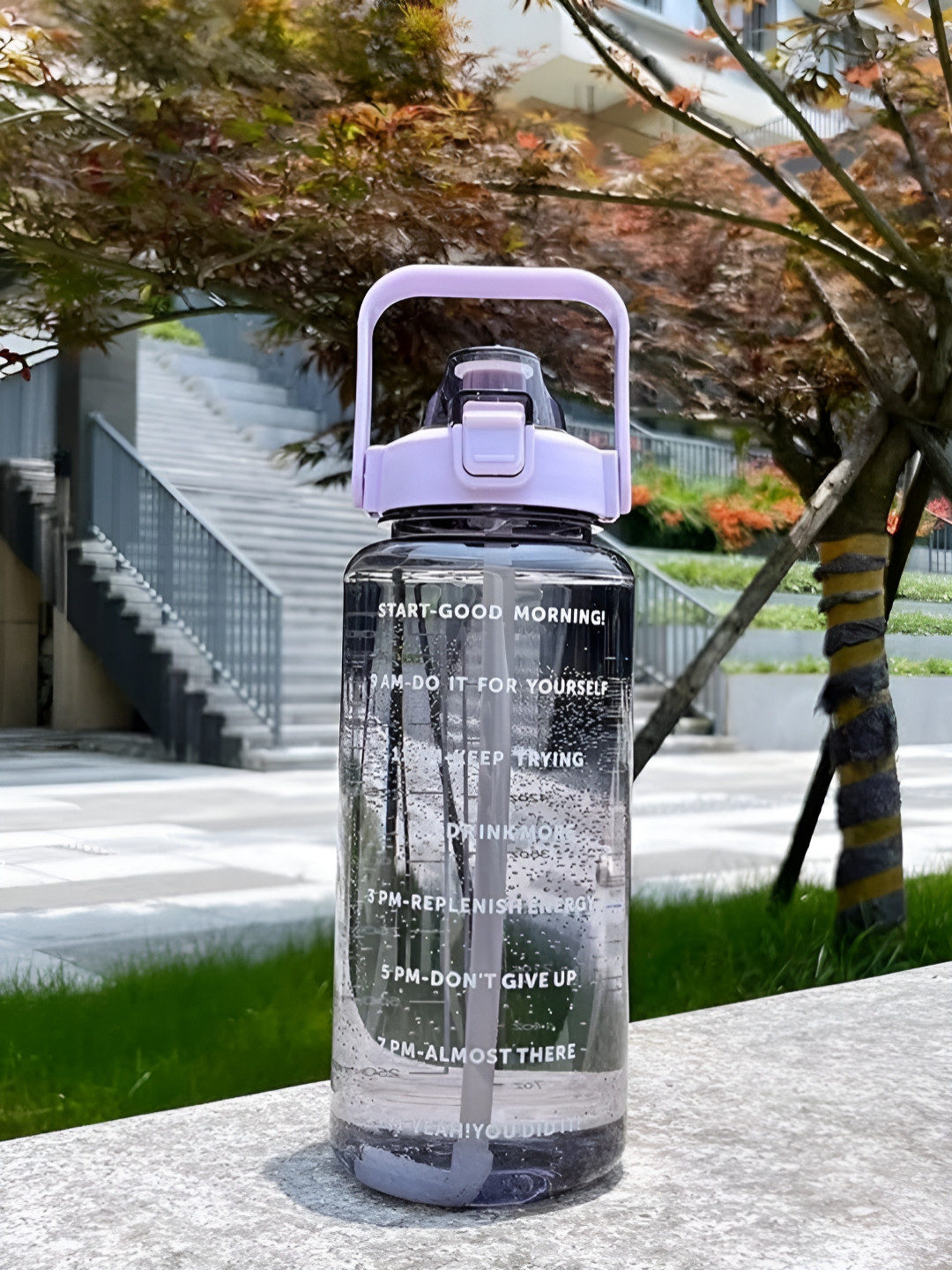 Aura Lavender & White Typography Printed Water Bottle-2000ml