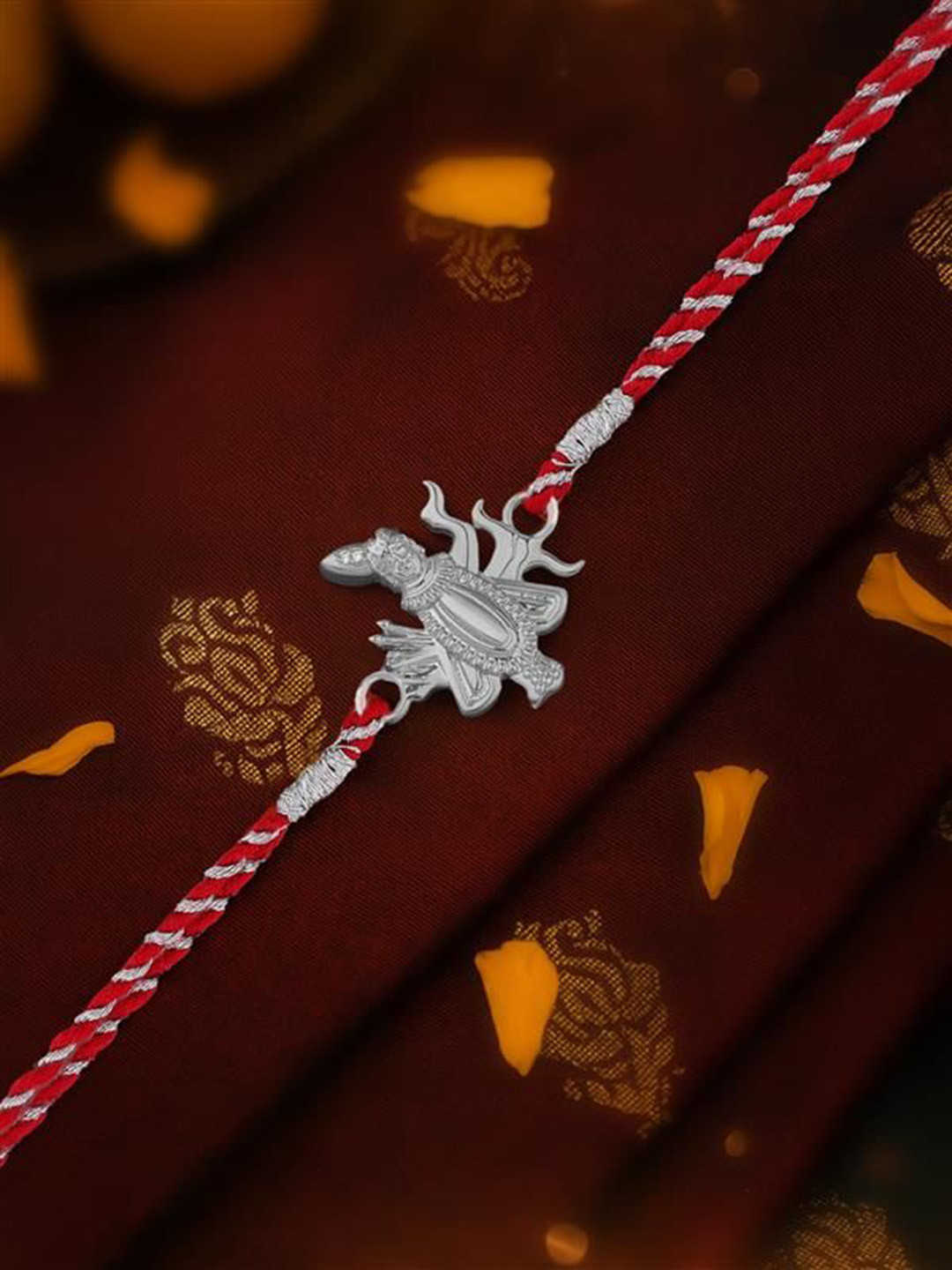 Ornate Jewels 925 Silver Shreenathji Rakhi With Roli Chawal