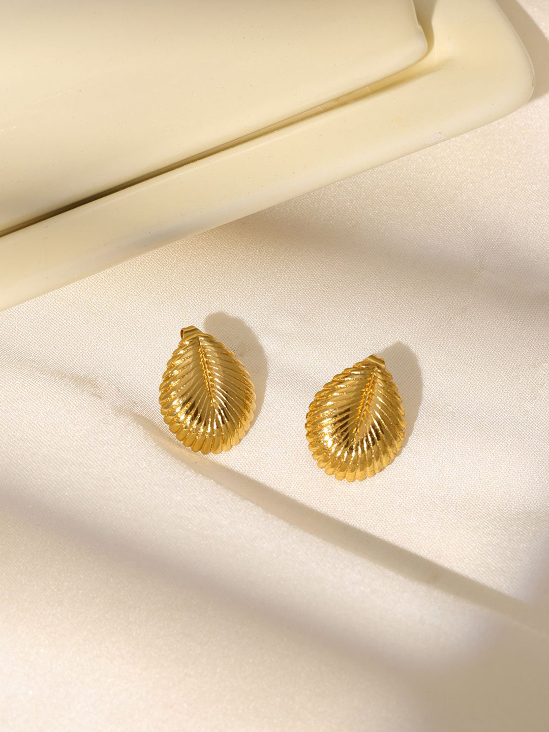 Ruby Raang Gold-Plated Leaf Shaped Studs