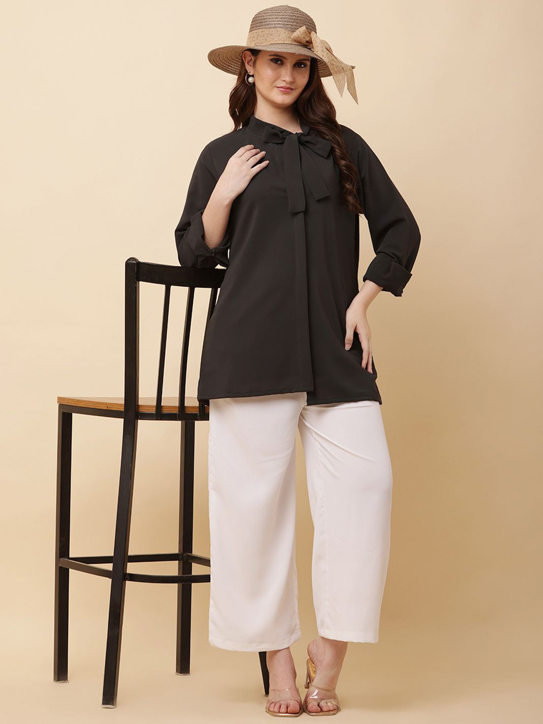 Tawakkul Clothes Tie-Up Collar Neck Shirt & Trouser  Co-Ord Set