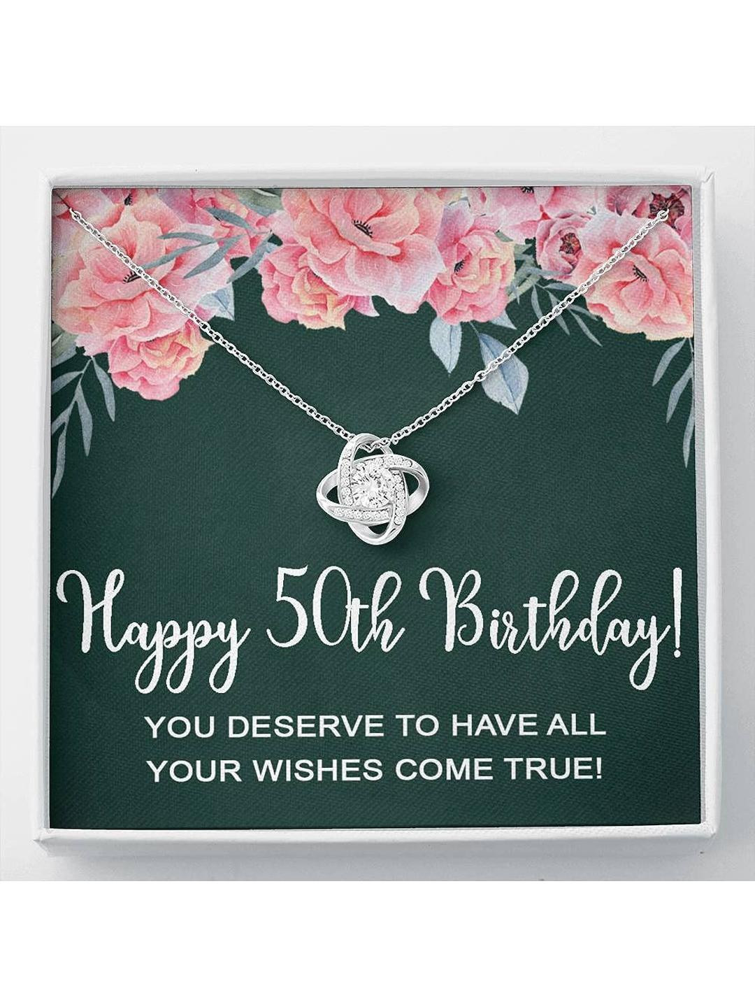 Sterling Silver Gift Wife Necklace, Happy 50th Birthday Necklace Gifts For Women Wife, 50 Years Old