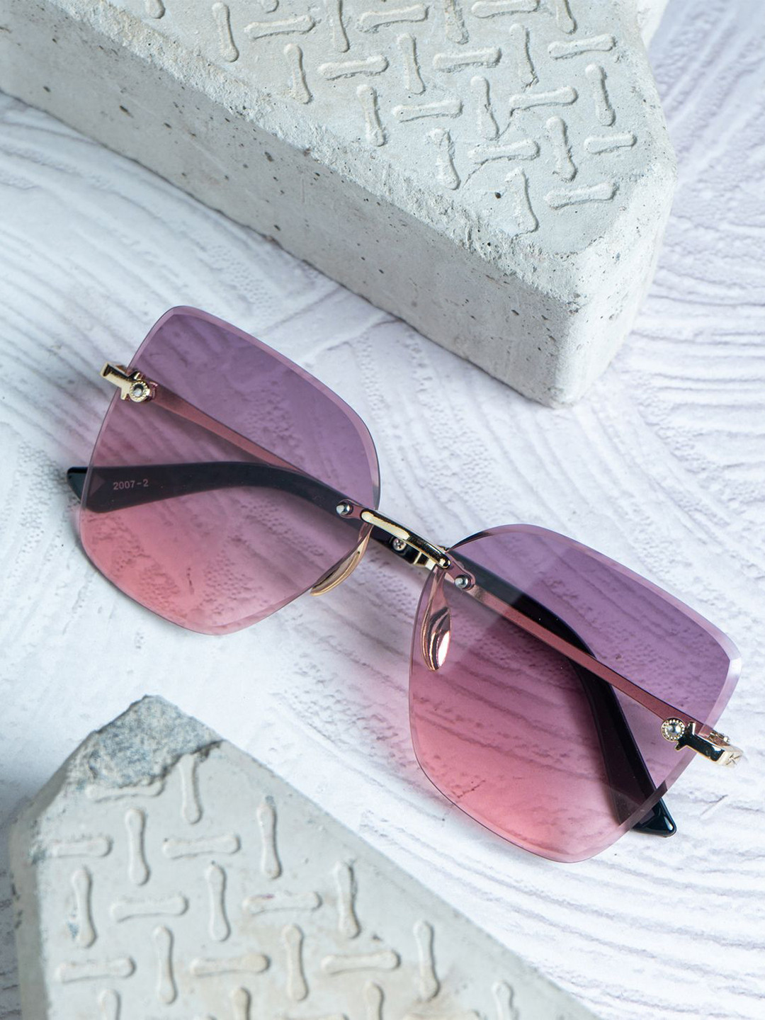 Leeway Women UV Protected Lens Rectangle Sunglasses LW-2007-2-DARKPINK