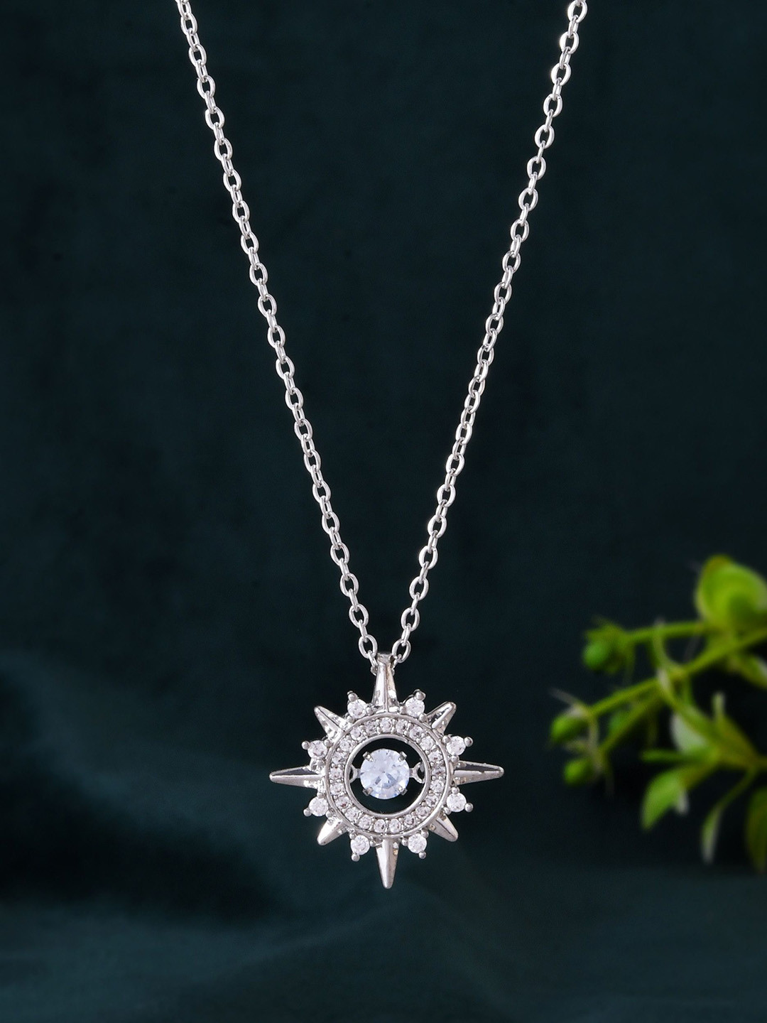 PASU FASHION Women Gold-Plated Circular Pendants with Chains