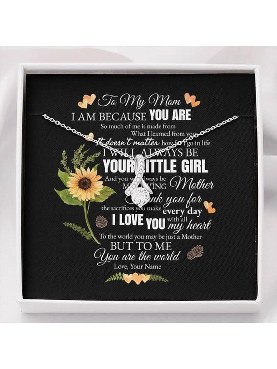 Sterling Silver Gift MOM NECKLACE, GIFT FOR MOM ALLURING BEAUTY NECKLACE I AM BECAUSE YOU ARE