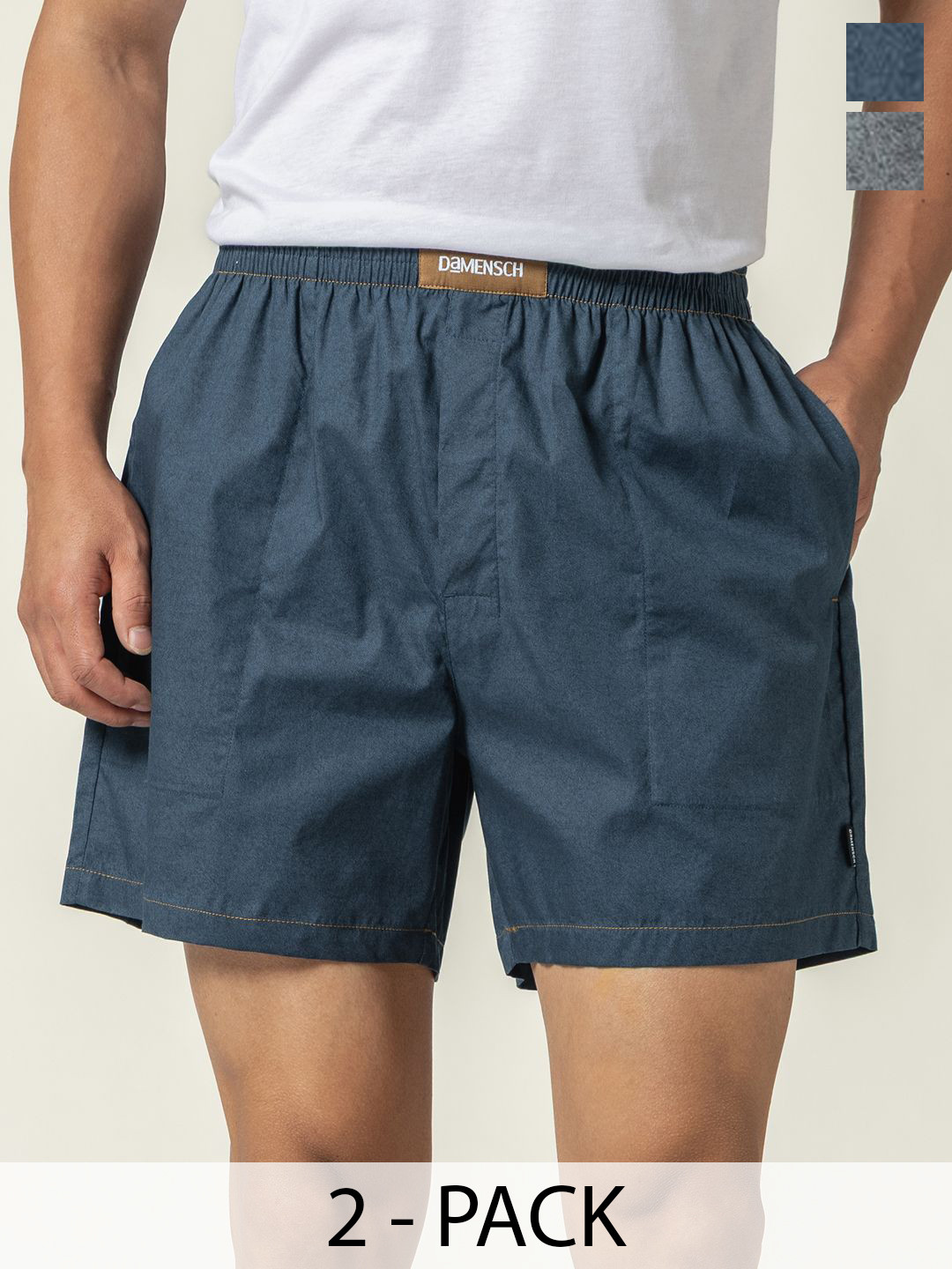 DAMENSCH Pack of 2 Pure Cotton Ultra Light Relaxed Fit  Jean-Z Boxers-BS1011-MX2415