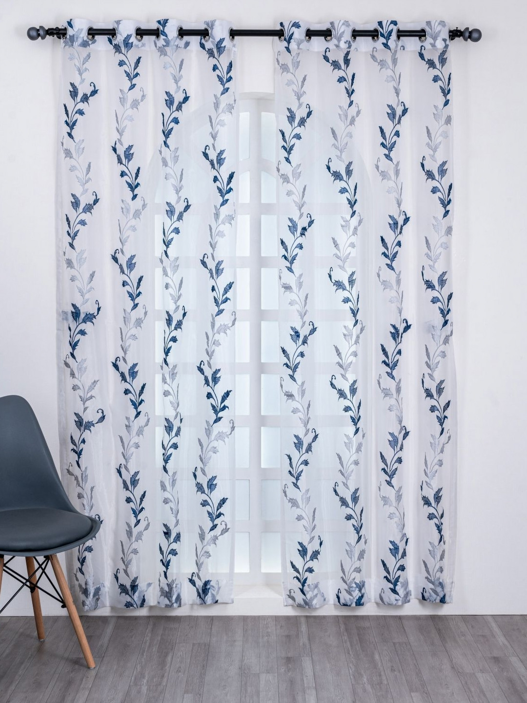 Parda Online Set of 2 Ethnic Motifs Sheer Long Door Curtain - 9 x 4 ft
