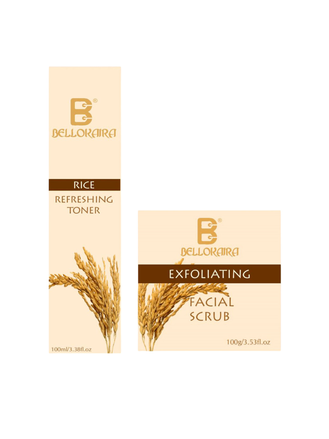 BELLOKAIRA Set Of 2 Rice Refreshing Toner-  100 ml & Facial Scrub- 100