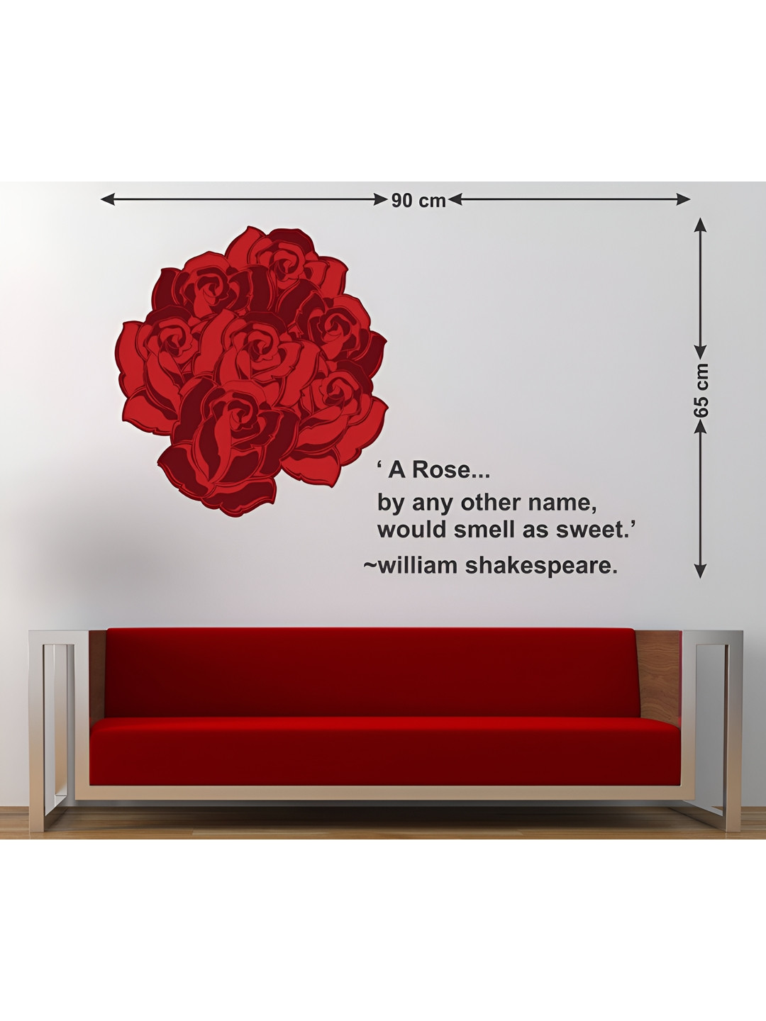 LANSTICK Red Rose With Quotes Printed Waterproof Wallpaper
