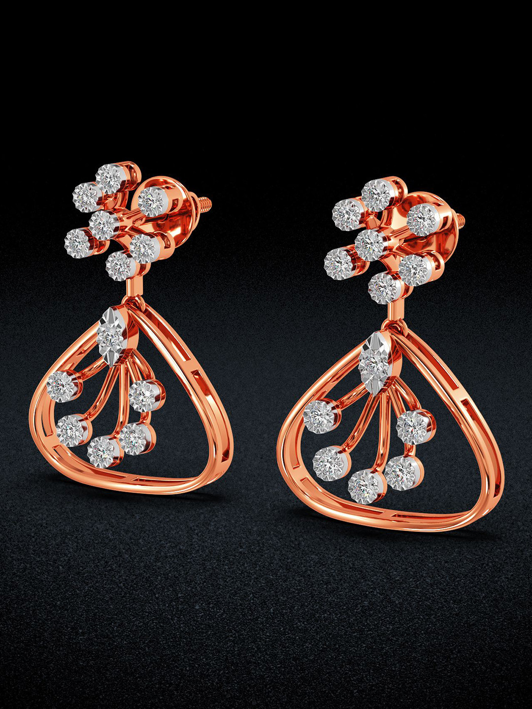 Joyalukkas Floral Sparkle Triangle Diamond Earrings