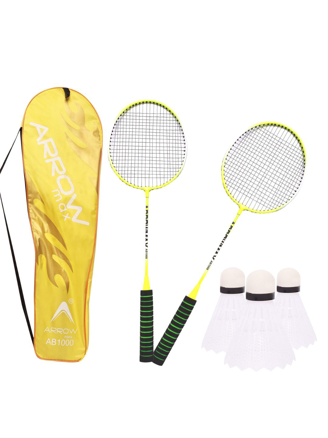 ARROWMAX 2-Pcs Printed Badminton Racquets & Shuttles With Cover