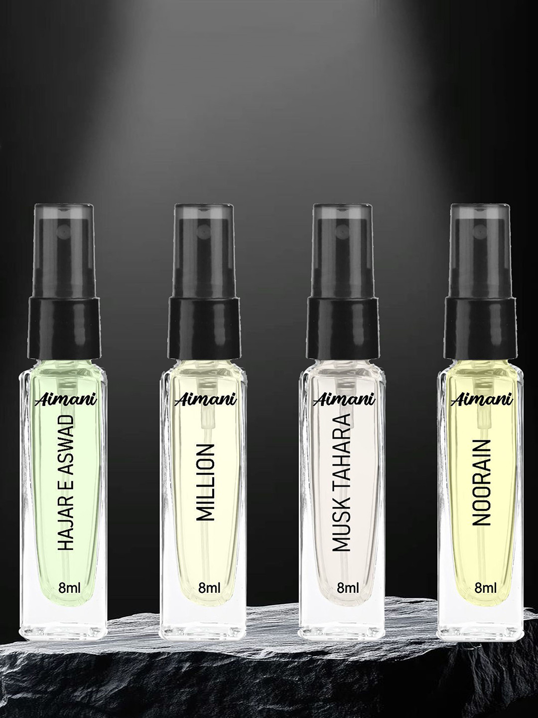 Aimani Set Of 4 Hajre Aswad Million Musk Tahara & Noorain Perfume - 8 ml Each