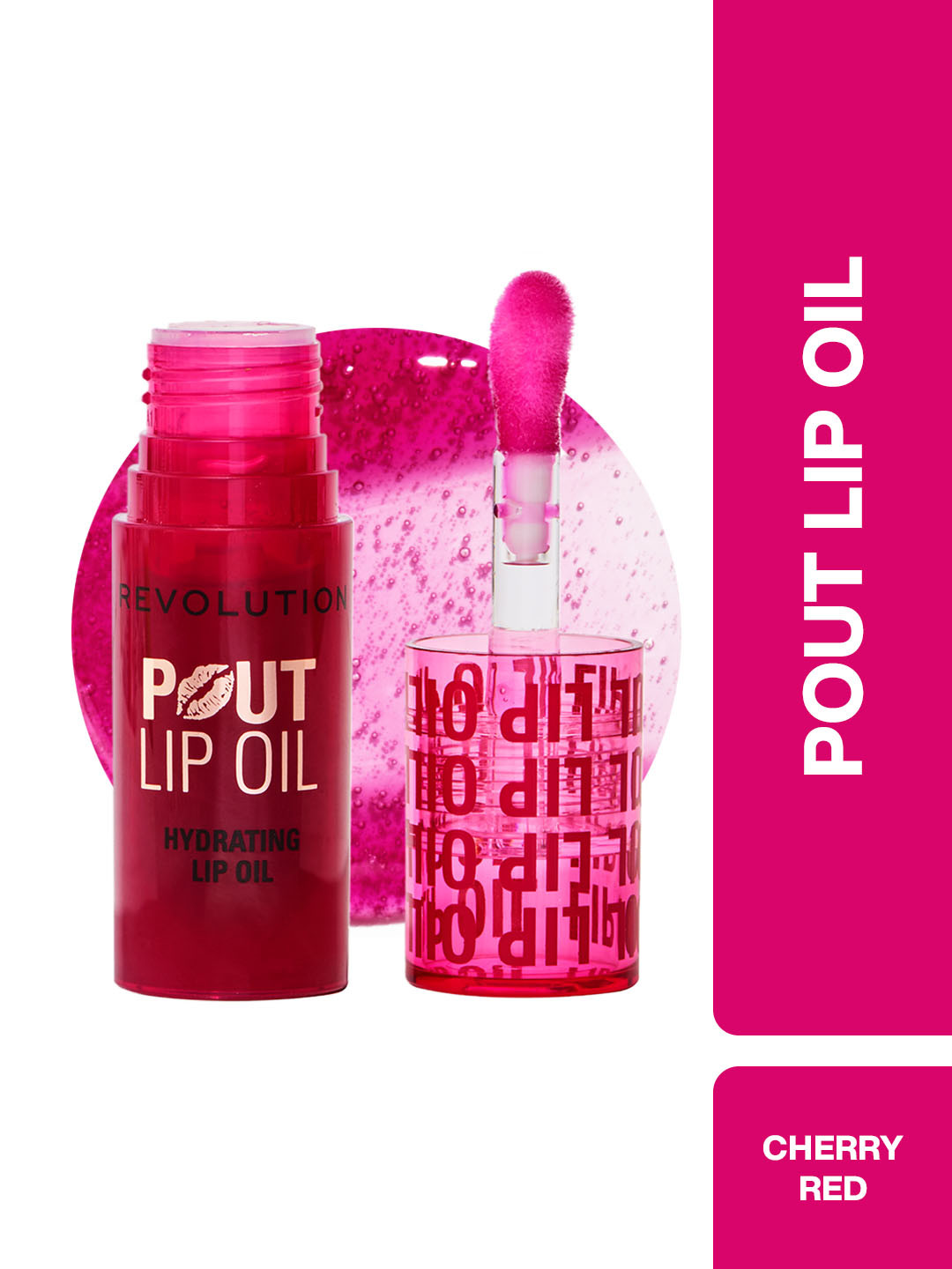Makeup Revolution London Pout Hydrating Lip Oil With Vitamin E - 3 ml - Cherry Red