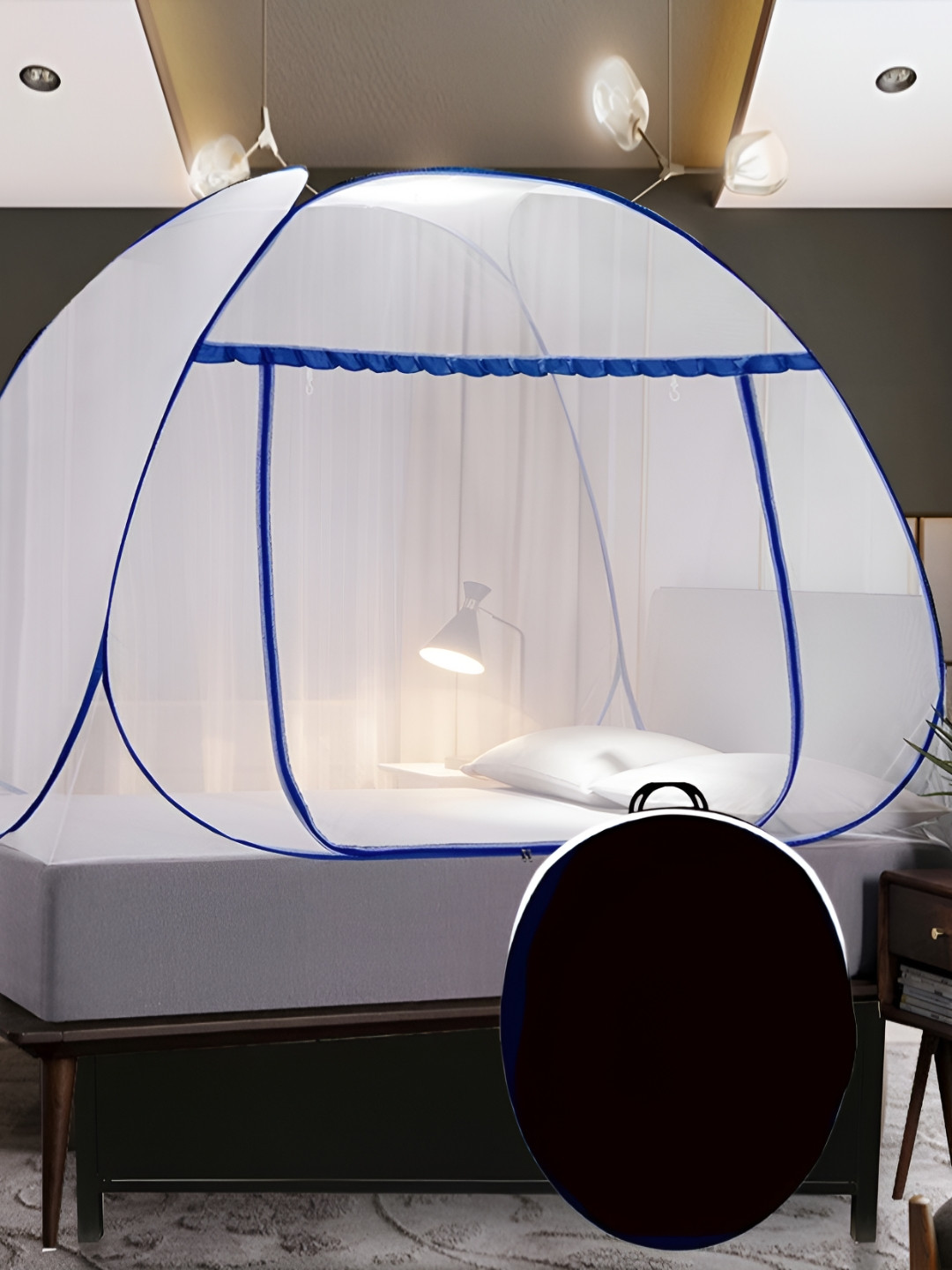 didhiti White & Blue Queen Size Tent Mosquito Net