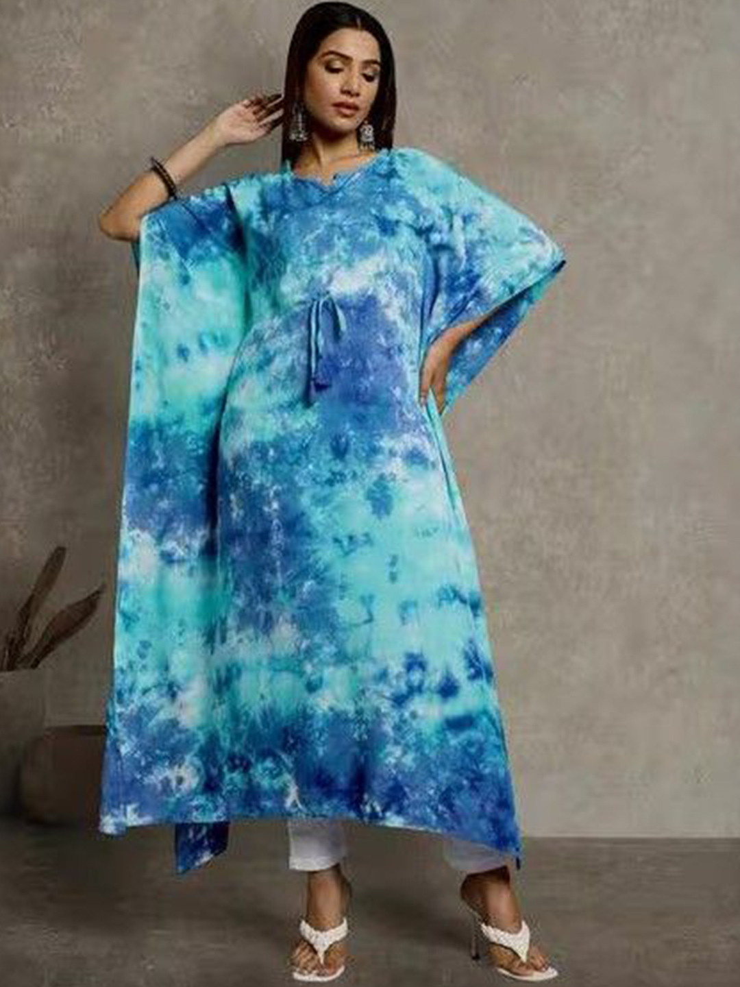 PinkTribe Women Hand Dyed Kimono Sleeves Kaftan Kurta