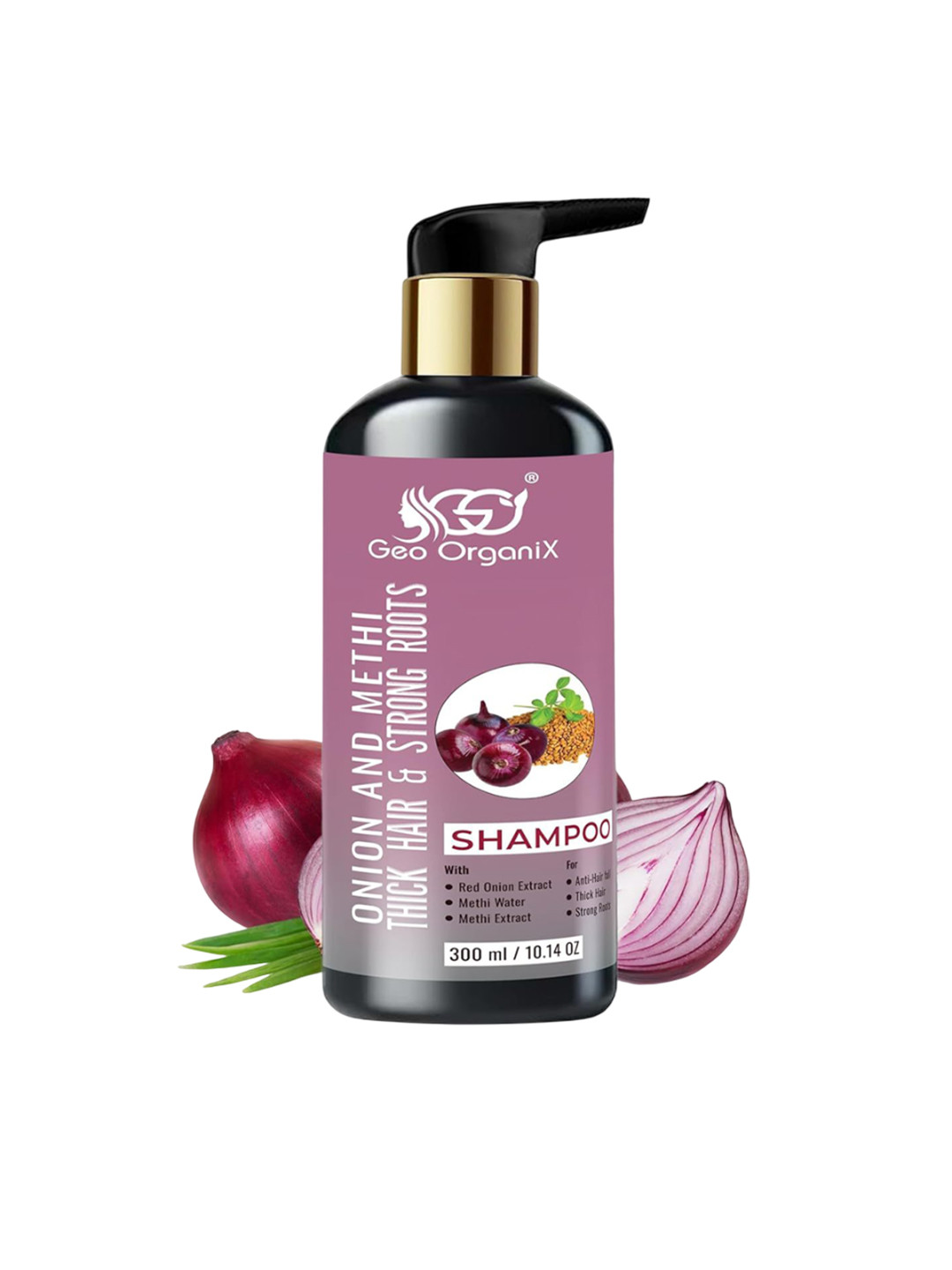 Geo OrganiX Onion & Fenugreek Shampoo With Vitamin E & Glycerine - 300 ml