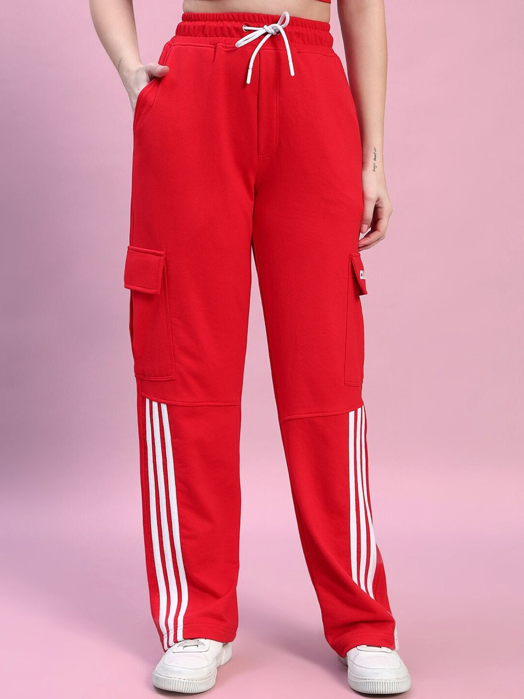 WEARDUDS Women Side Striped Relaxed-Fit Mid-Rise Track Pant