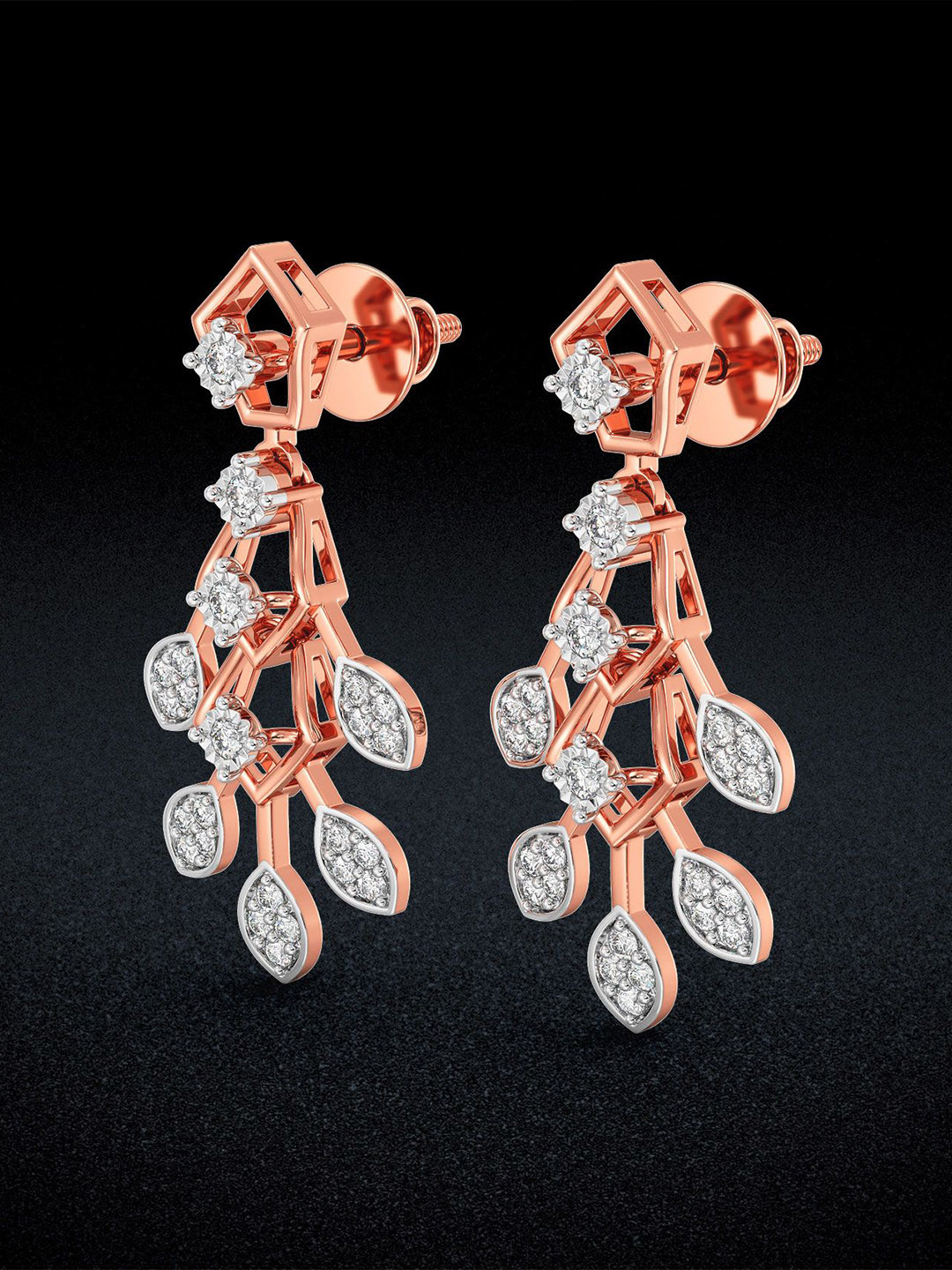 Joyalukkas Stylish Leaf Drop Diamond Earrings