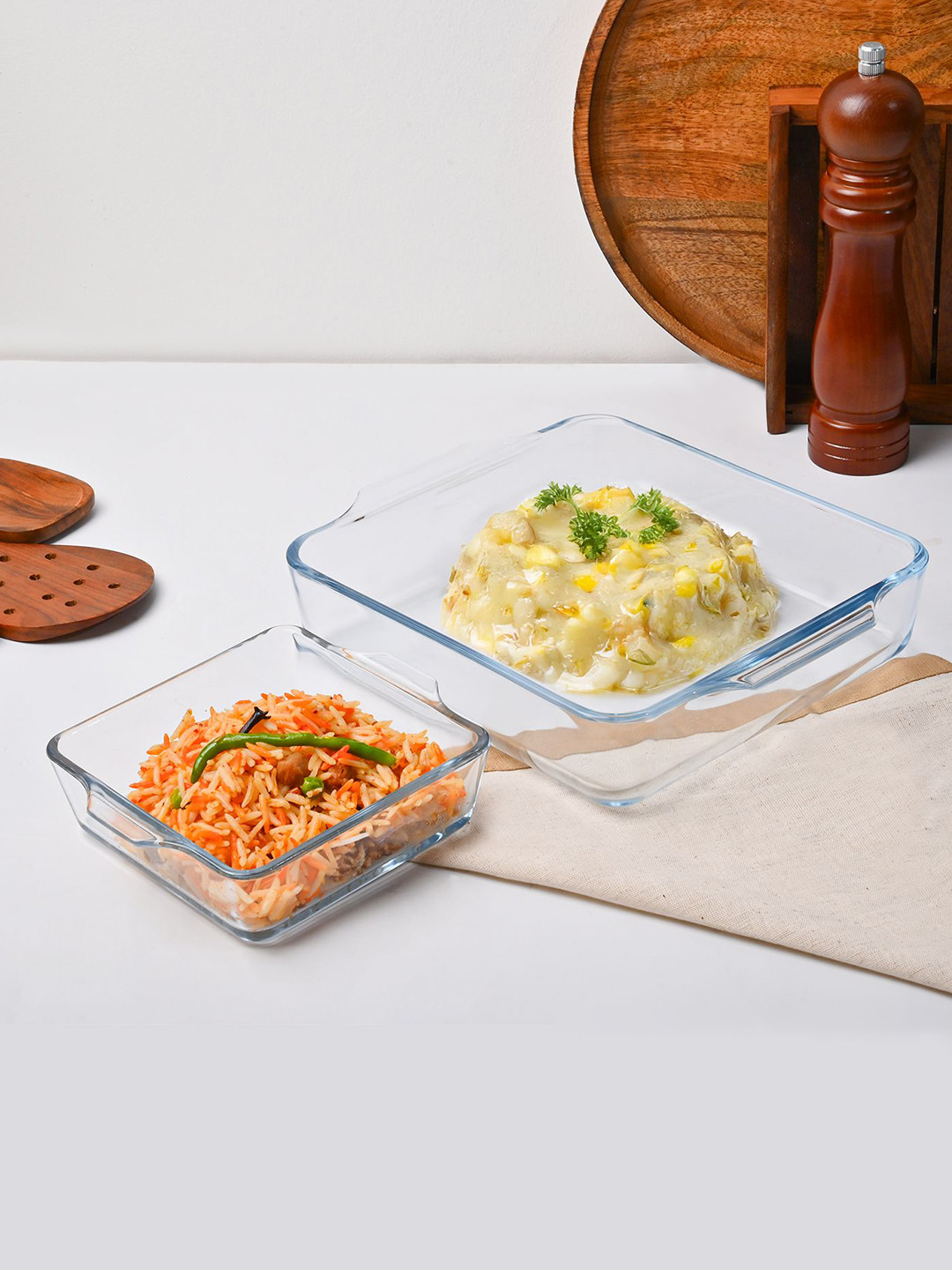 MARKET99 Transparent 2 Pieces Borosilicate Glass Serving Dish Food Platter