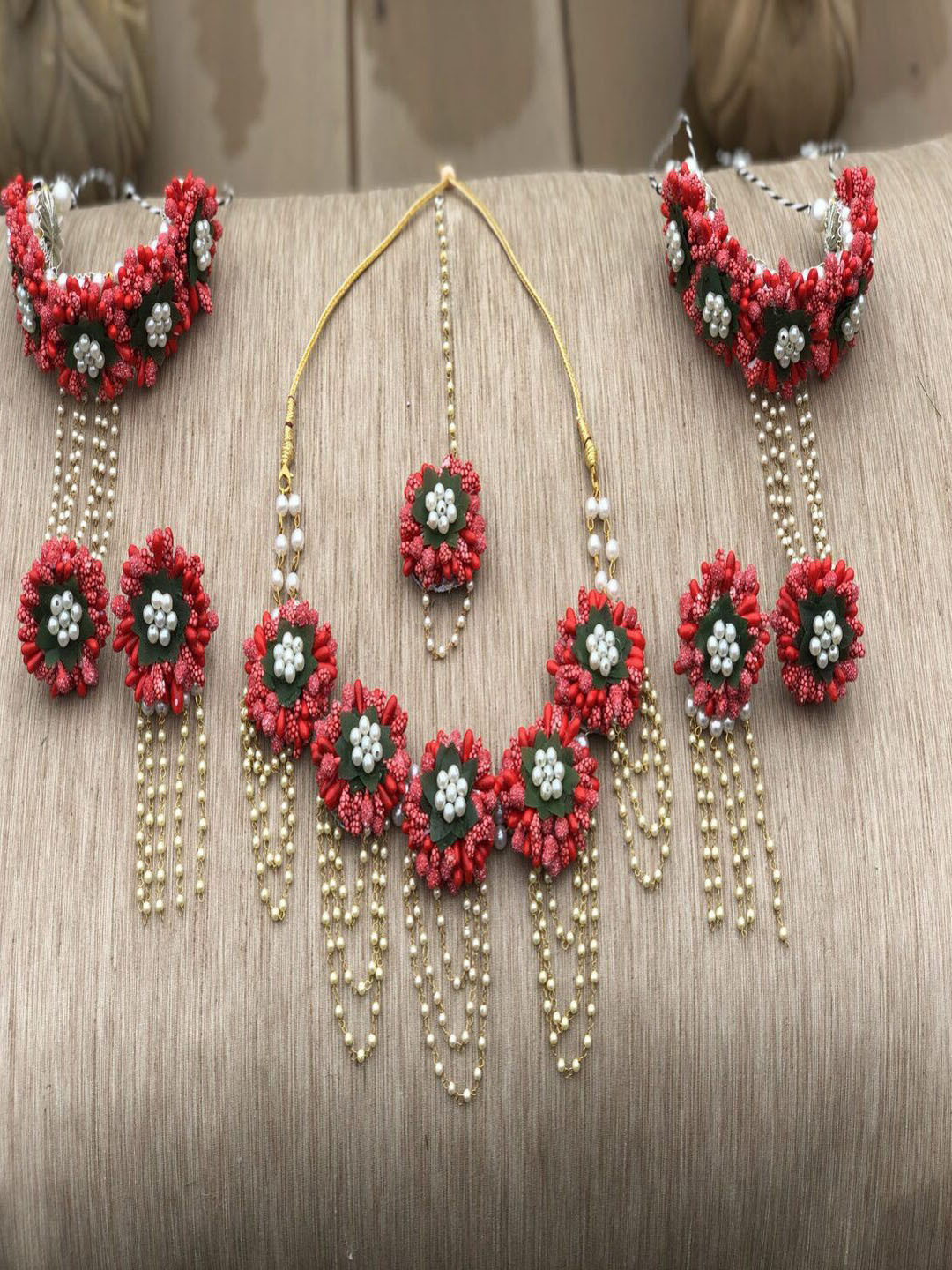 Flosaira Flower Bridal Haldi Mehndi Jewellery Set