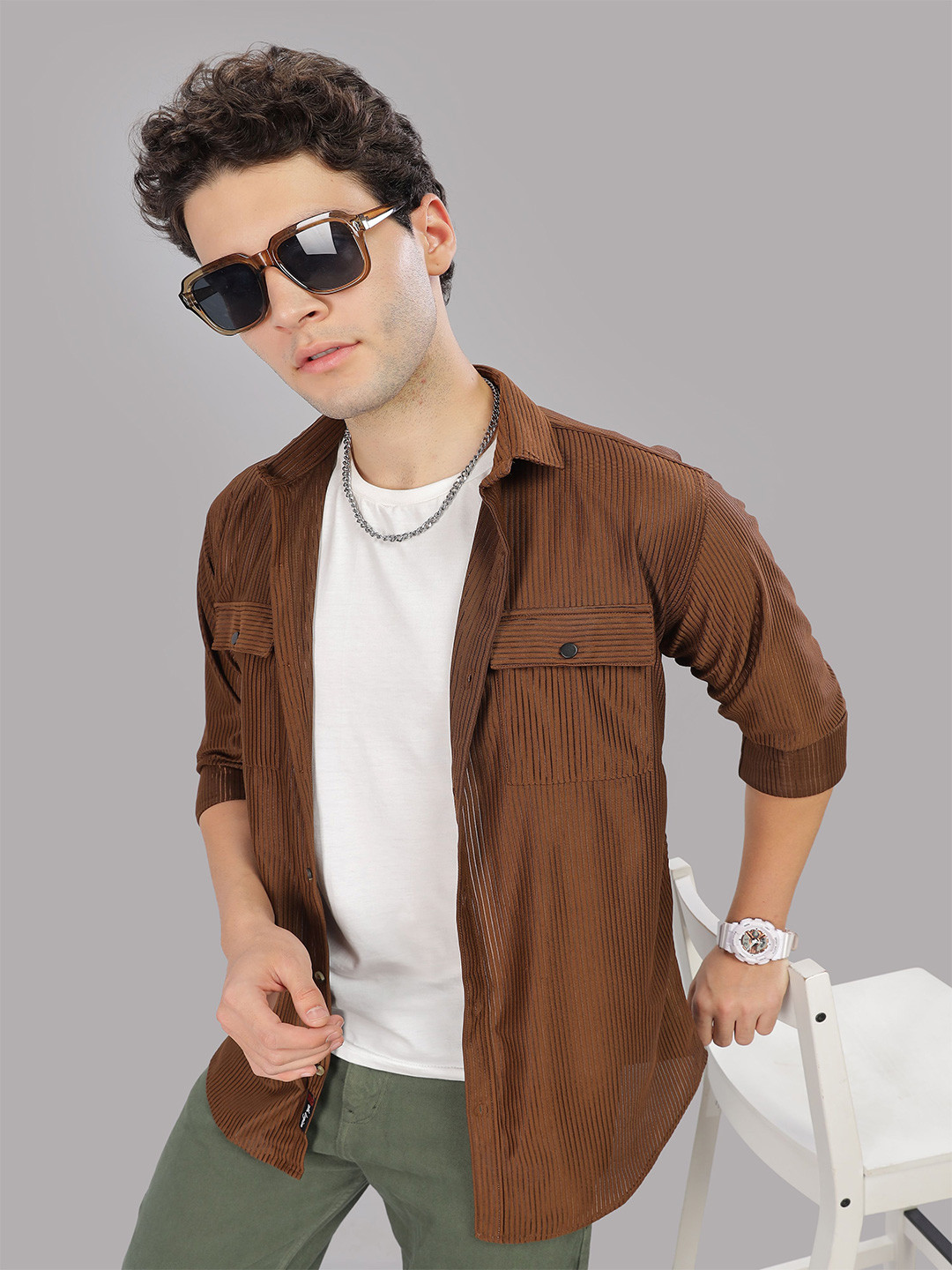 7TH LEGION Textured Casual Shirt