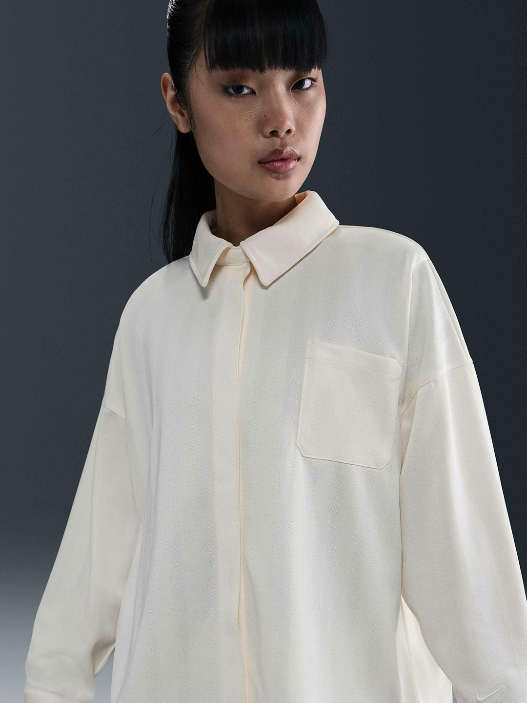 Nike Sportswear Oversized Jacquard Striped Button-Down Shirt