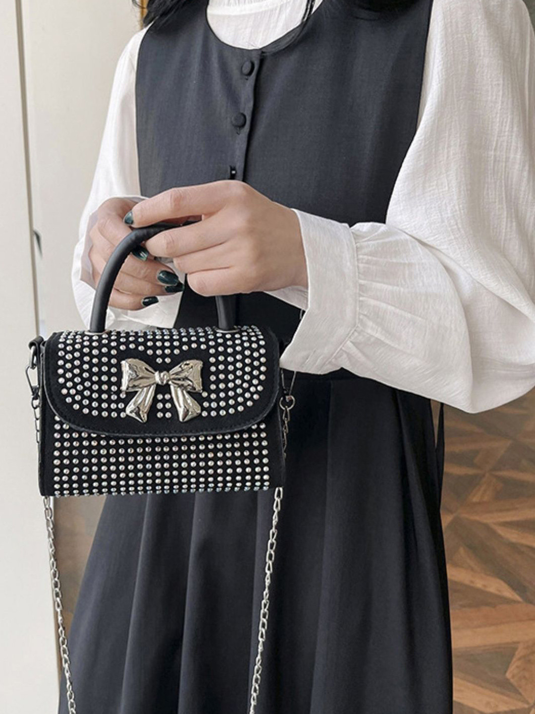 StyleCast Buckle Structured Sling Bag