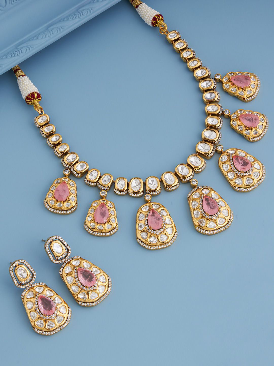 Kushal's Fashion Jewellery Kundan Stone-Studded Jewellery Set