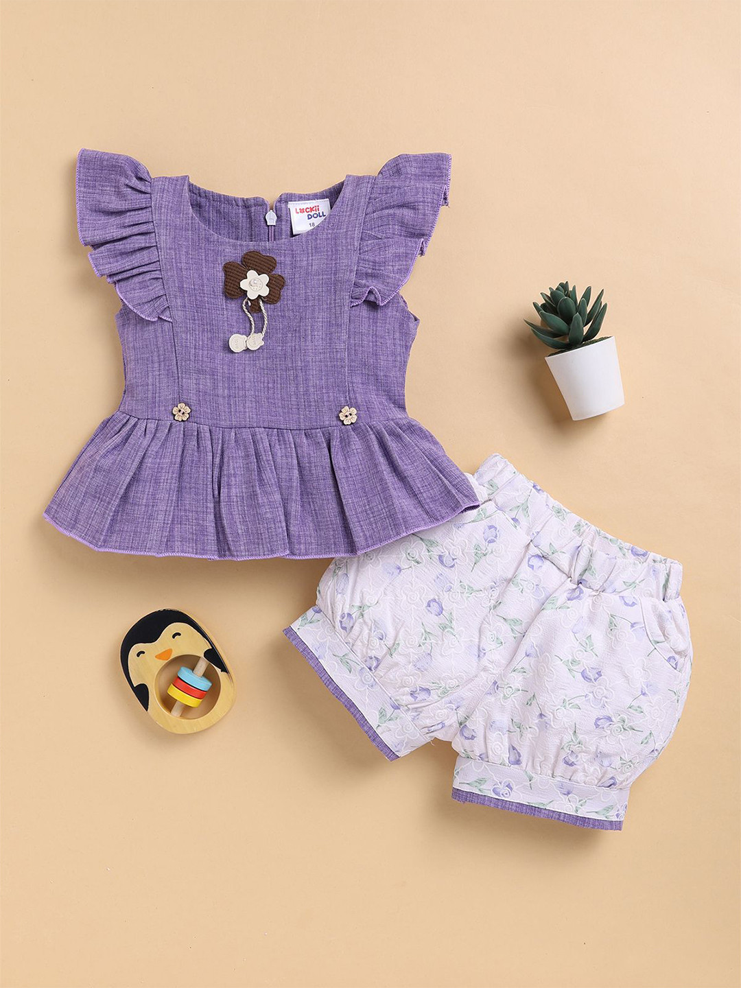 LACKii DOLL Girls Short Sleeves Top With Shorts
