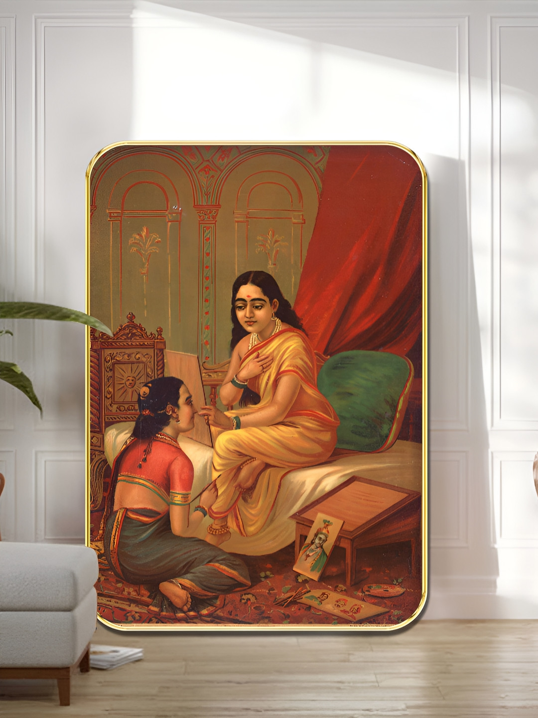 Myntra Elegant Homes Brown & Red 1 Piece Wooden Vintage Indian Queen Wall Art