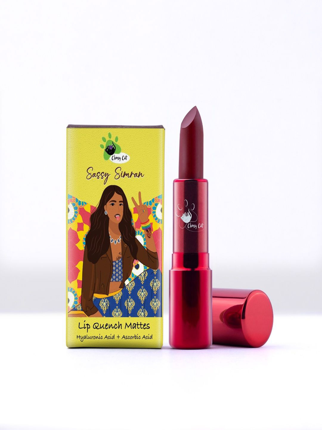 Clumsy Cat Creamy Matte Lipstick With Hyaluronic Acid - 4g - Sassy Simran