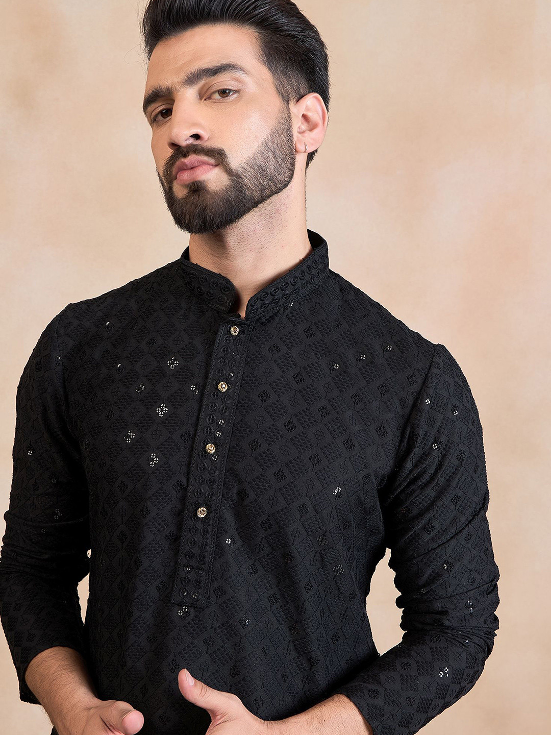SWAGG INDIA Men Woven Design Casual Straight Kurta