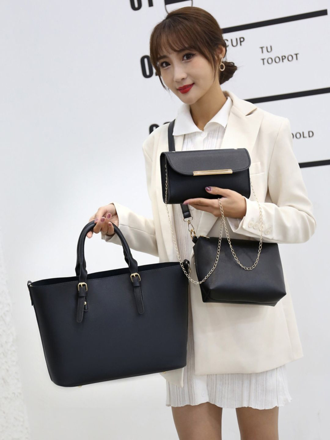 StyleCast 3 Pieces Structured Handheld Bag