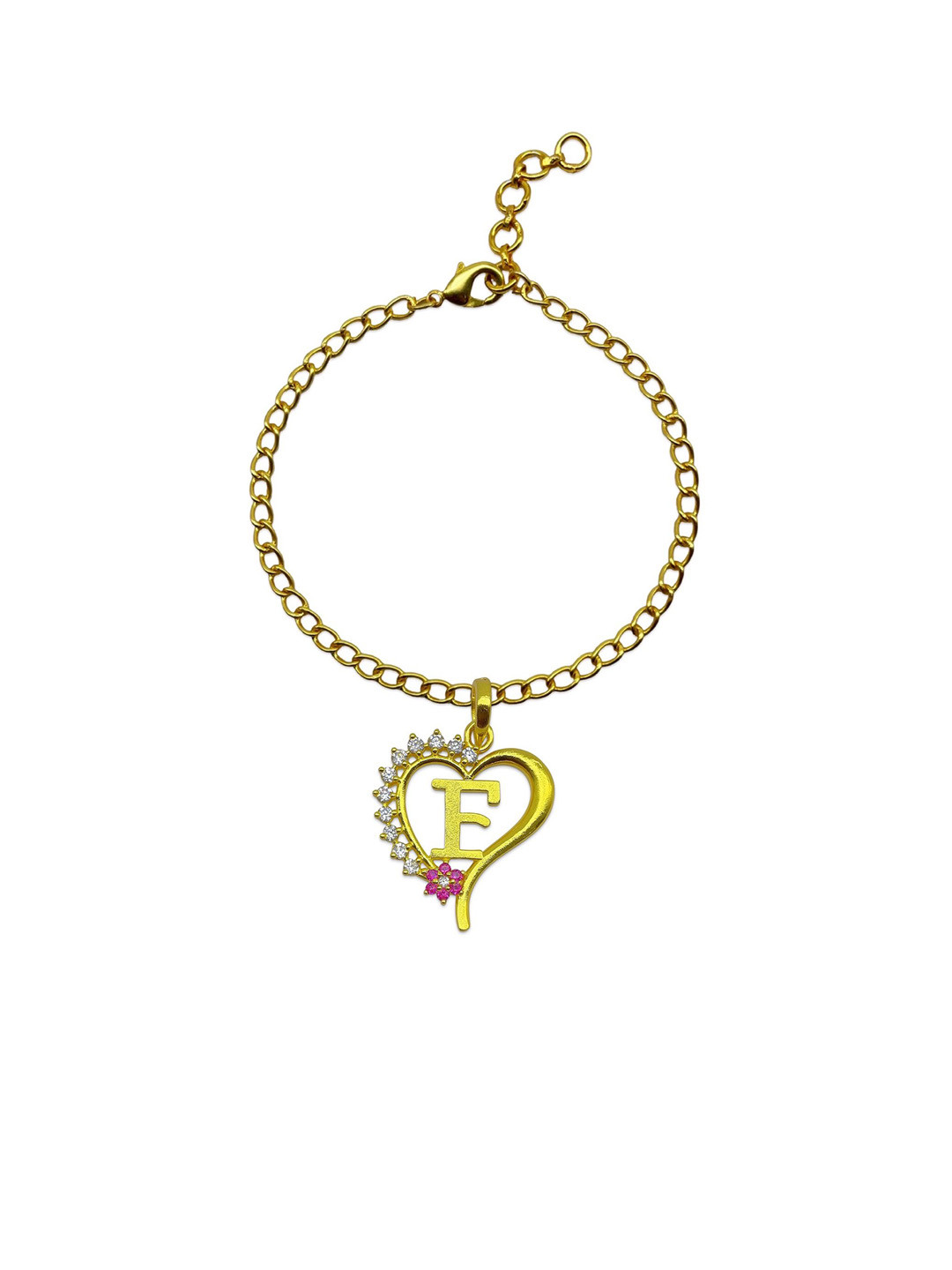 Digital Dress Room Artificial Stones Studded F Letter Heart Pendant Wraparound Rakhi