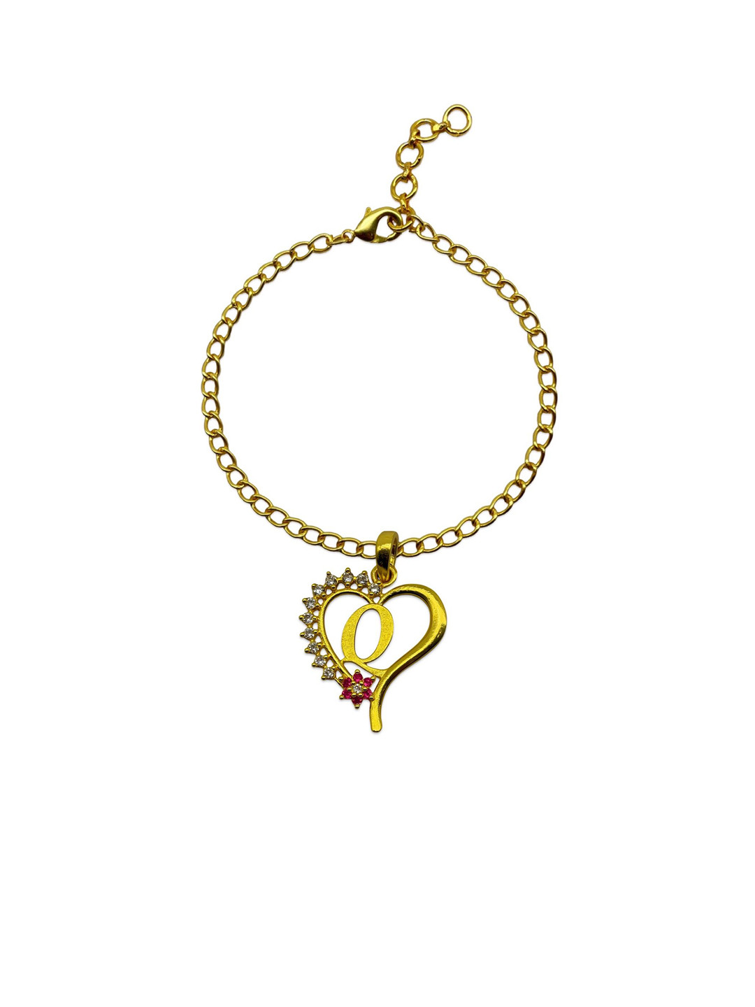 Digital Dress Room Q Letter Heart Pendant Bracelet Rakhi