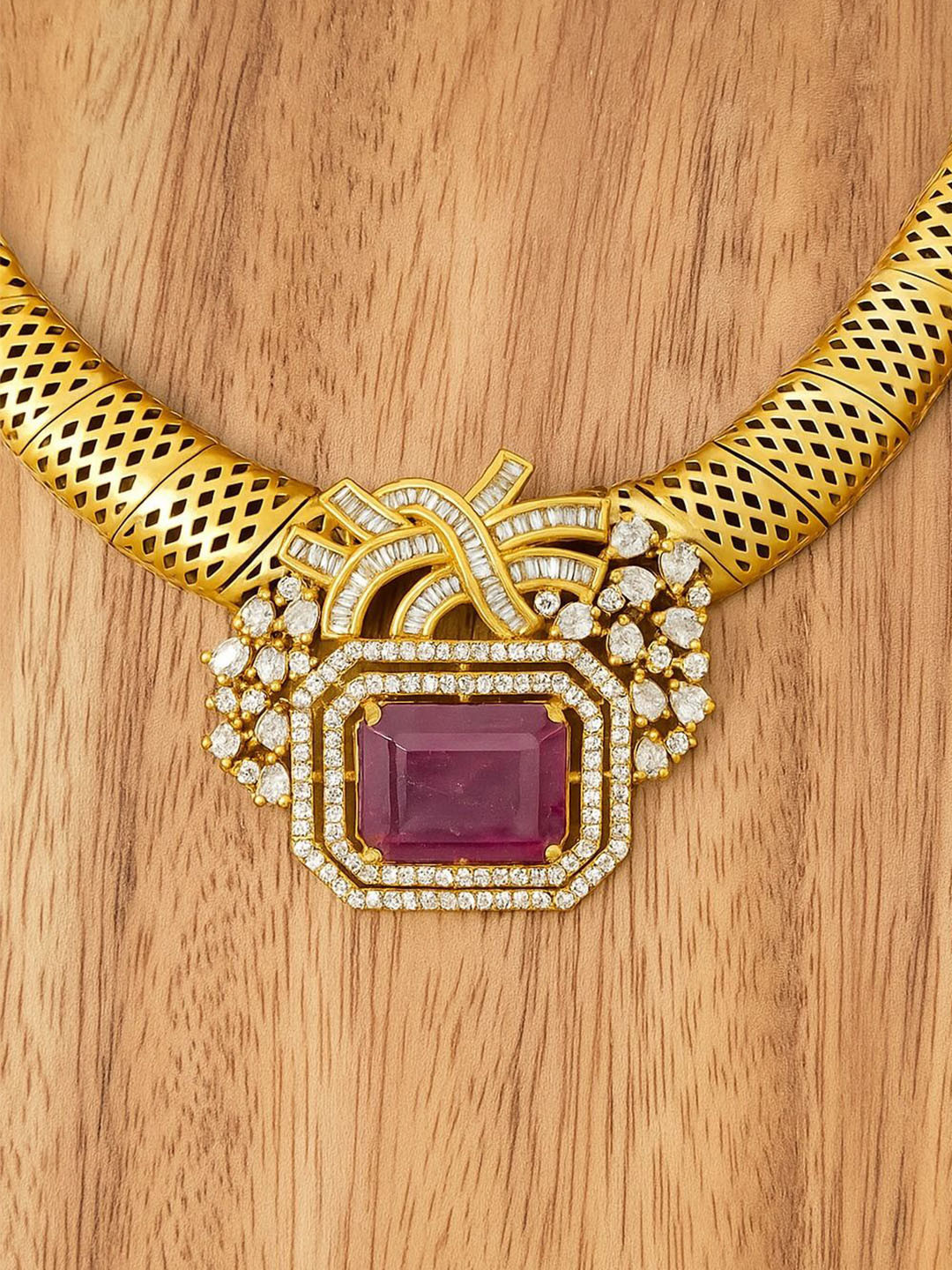 TJC Gold-Plated Artificial Stone Stuuded Jewellery Set