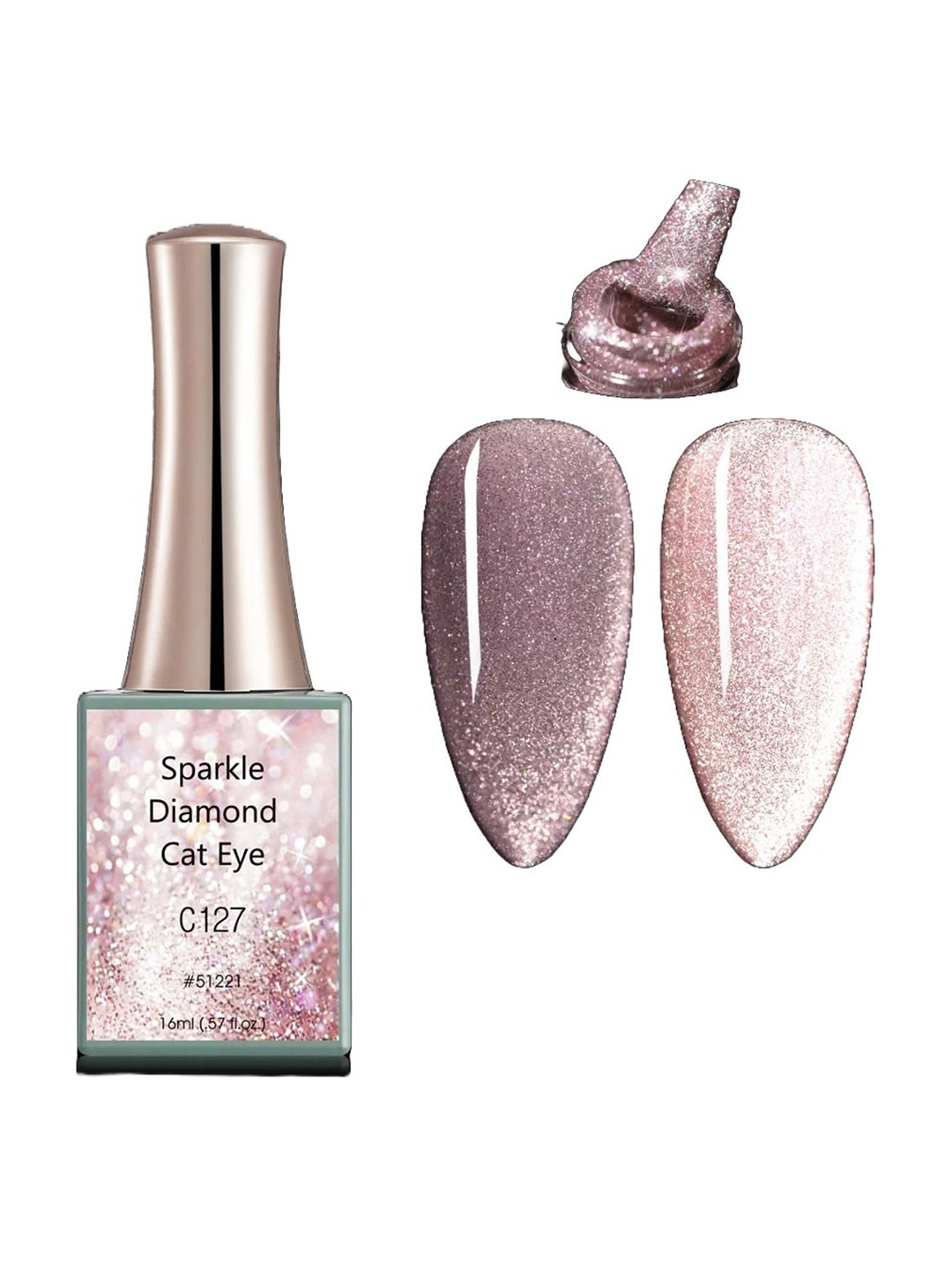 BELLE GAGA Sparkle Diamond Cat Eye UV LED Gel Nail Polish - 16 ml - Shade - C127