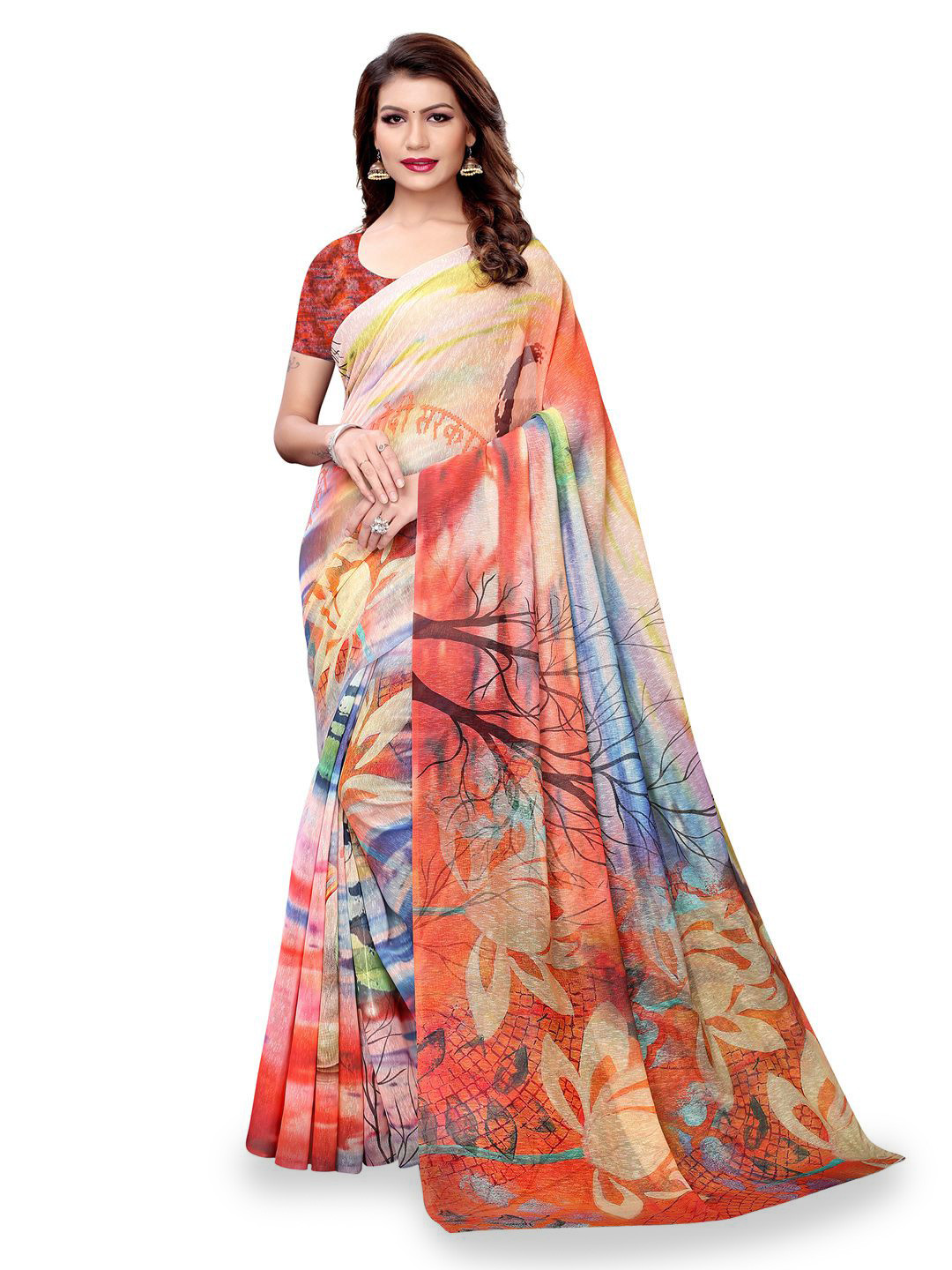 KALINI Ethnic Motif Digital Printed Saree