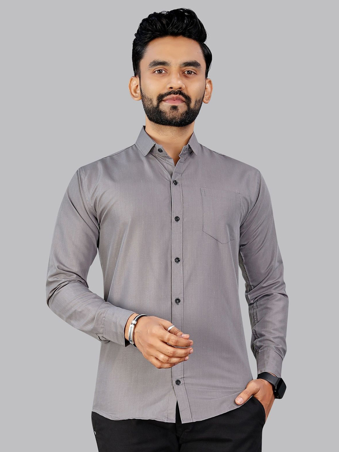 IKON FASHION Original Spread Collar Cotton Casual Shirt