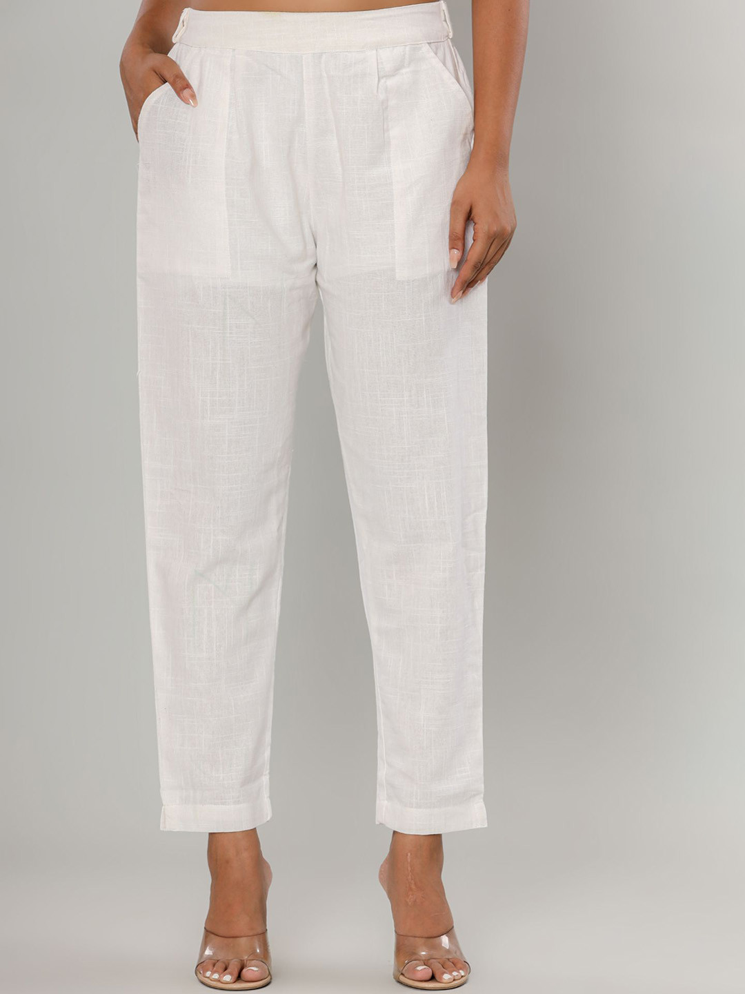 MURLI KURTI Women Solid Regular Fit Relaxed Straight Leg Easy Wash Cotton Trousers