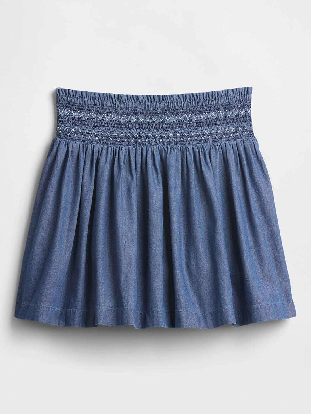 GAP Girls Embroidered Pure Cotton Shirred Mid-Rise Skirt