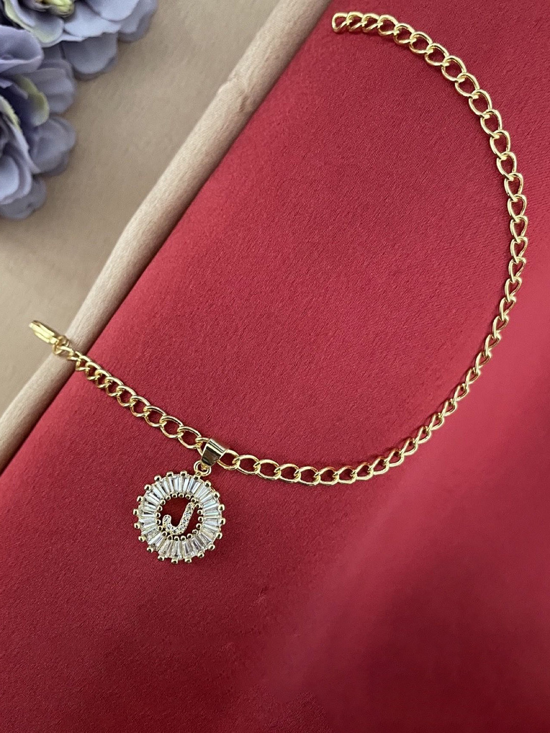 Digital Dress Room J Letter AD Studded Wraparound Rakhi