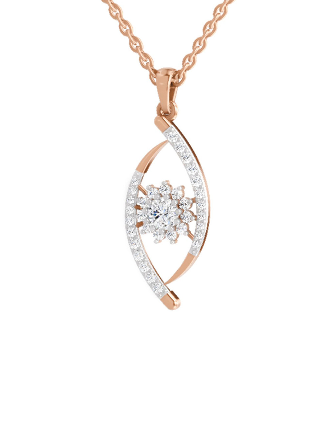 Sparkles 14K Rose Gold Lab Grown Diamond 0.75 Carat Round Shape Diamond Pendant
