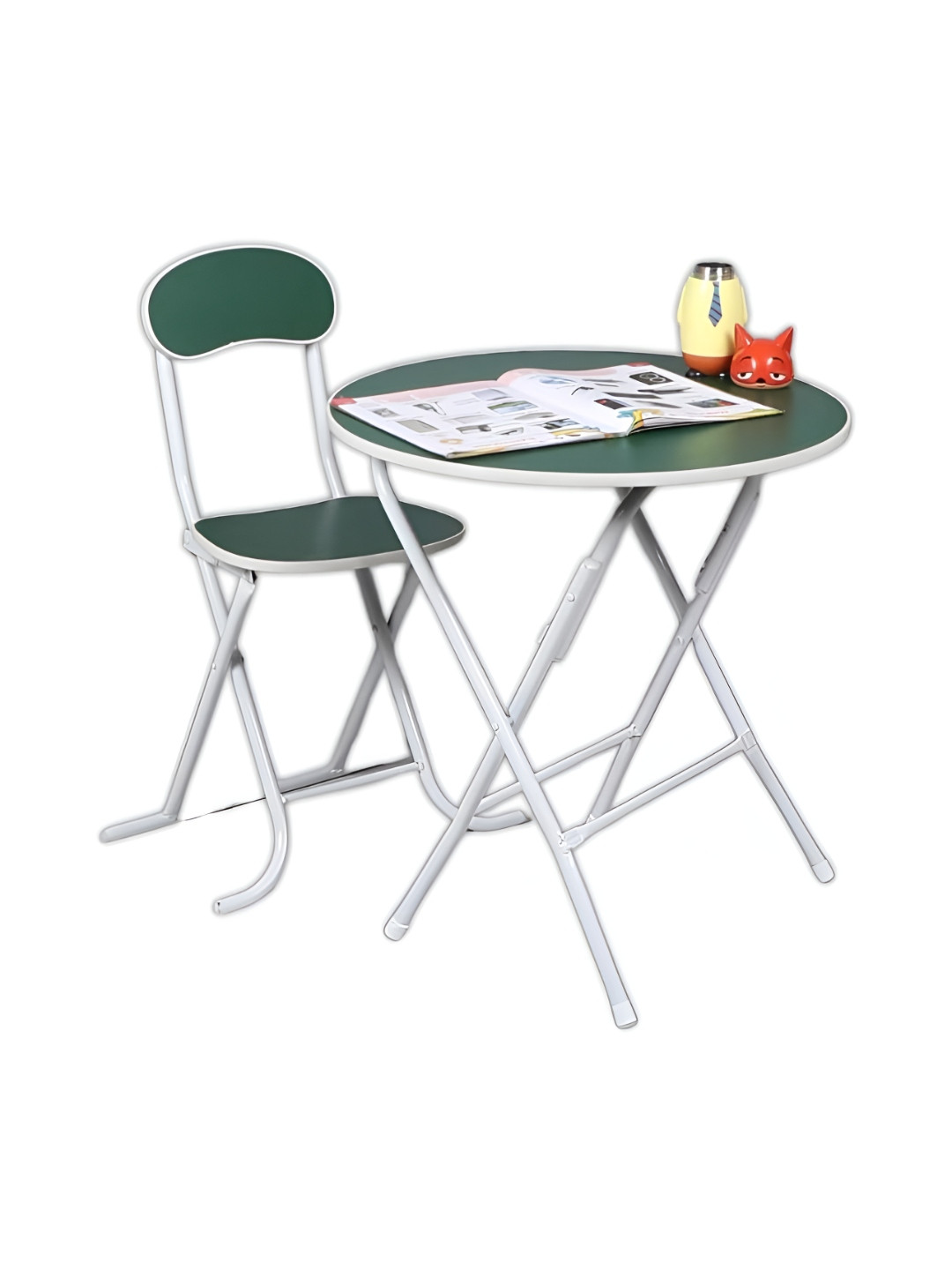 The Tickle Toe Kids Green & White Wooden & Metal Foldable Study Table