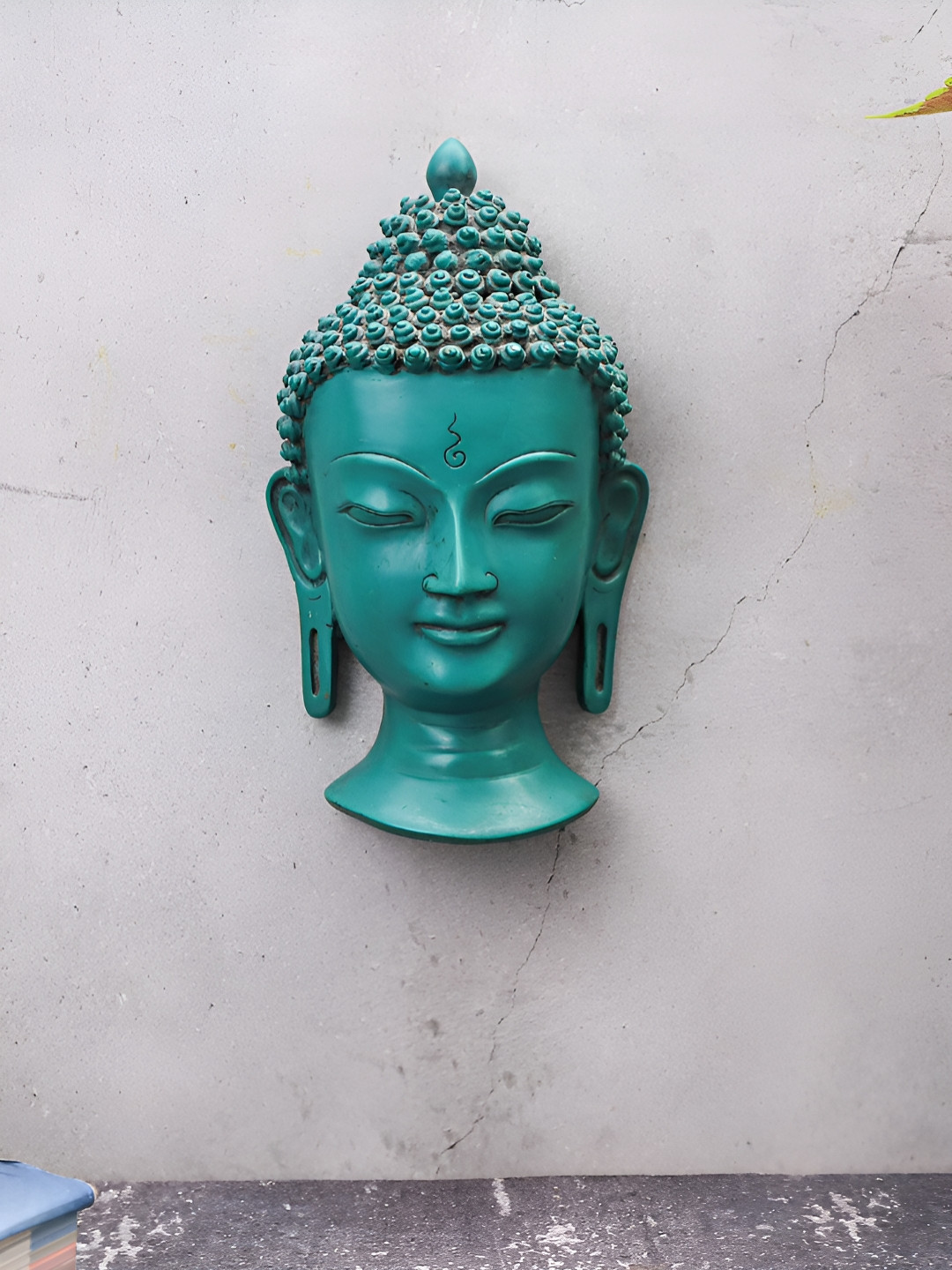 The Advitya Green Buddha Face Mask Wall Hanging